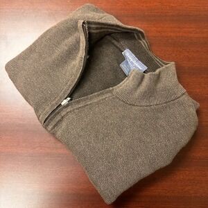 Tommy Bahama Reversible Knit 1/4 Zip Sweater‎ Mens XL Brown Pima Cotton
